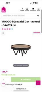 Ronde Salontafel - WOOOD Dax - Naturel, Huis en Inrichting, Tafels | Bijzettafels, Minder dan 45 cm, Rond, Nieuw, Ophalen of Verzenden