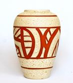 Vintage Duitse Bruisglazuur Vaas met Geometrische Patronen, Antiek en Kunst, Antiek | Keramiek en Aardewerk, Ophalen of Verzenden