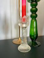 Vintage tulp kandelaar - glazen voorjaars kandelaar., Verzenden, Zo goed als nieuw, Overige materialen, Minder dan 25 cm