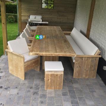 Steigerhout Tuinset  Tuinset 6 stoelen Tuintafel met stoelen beschikbaar voor biedingen