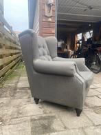 Grijze fauteuil met knopen, Huis en Inrichting, Fauteuils, Ophalen, Gebruikt, Stof, 75 tot 100 cm
