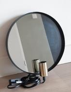 Ronde spiegel met lamp, wandlamp,  zwart goud, Xenos (2x), Zo goed als nieuw, Ophalen