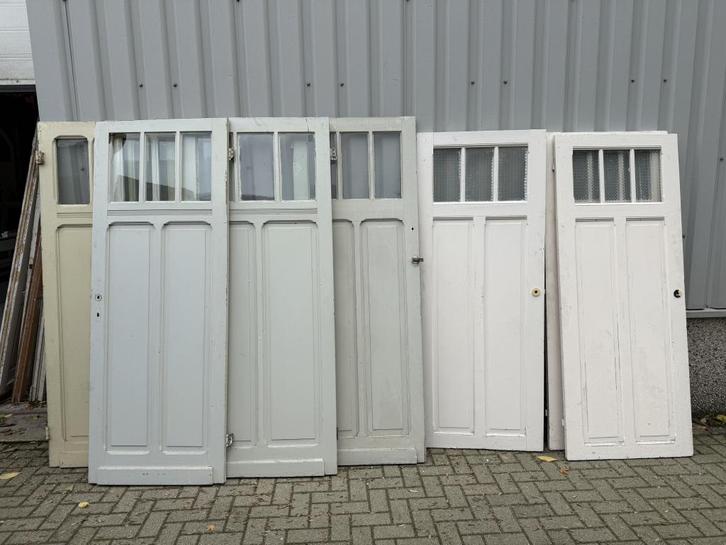 8 prachtige paneeldeuren uit 1920, Doe-het-zelf en Verbouw, Deuren en Horren, Zo goed als nieuw, Binnendeur, Glas, Hout, Vouwdeur