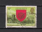 Jersey UK met een rood wapen kerk, Verzenden, Gestempeld