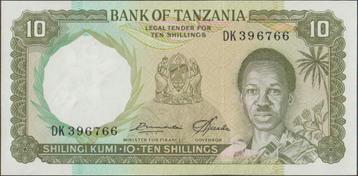 Tanzania 10 shillings ND(1966) UNC p.2e (# 2) beschikbaar voor biedingen