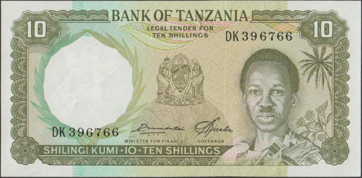 Tanzania 10 shillings ND(1966) UNC p.2e (# 2), Postzegels en Munten, Bankbiljetten | Afrika, Los biljet, Tanzania, Verzenden