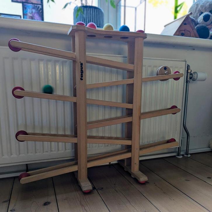 Fagus houten knikkerbaan/kogelbaan 63 cm in goede staat, Kinderen en Baby's, Speelgoed | Houten speelgoed, Zo goed als nieuw, Overige typen