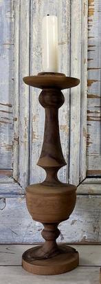 Franse olijfhouten kandelaar vakmanschap en uniek, Gebruikt, Ophalen of Verzenden, Kandelaar, Hout