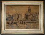 545. Gemengde techniek, J.G. Den Hengst – Prins Hendrikkade, Antiek en Kunst, Kunst | Schilderijen | Klassiek, Ophalen of Verzenden