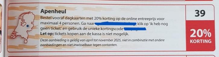 Apenheul 20% kortingsbon, Tickets en Kaartjes, Recreatie | Dierentuinen, Drie personen of meer, Kortingskaart