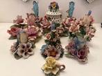 Collectie Capodimonte brocante porseleinen rozen kandelaars, Antiek en Kunst, Ophalen of Verzenden