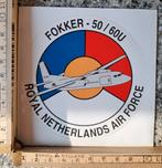 Vintage sticker Fokker 50/60U vliegtuig royal Netherlands, Verzamelen, Ophalen of Verzenden, Zo goed als nieuw, Overige typen