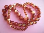 jwg Lange vintage 60s moonglow glans kralen ketting bruin, Verzenden, Overige materialen, Ketting
