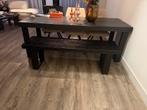Stijlvolle eettafelbank massief hout/staal - 150cm, Huis en Inrichting, Tafels | Eettafels, Minder dan 50 cm, Ophalen of Verzenden