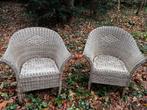Bohemian Beige Fauteuil Rieten Twee Stoelen, Tuin en Terras, Tuinstoelen, Ophalen, Gebruikt, Rotan, Stapelbaar