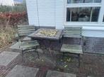 Vintage Tuinset met 2 Stoelen en Tegeltafel, Tuin en Terras, Tuinsets en Loungesets, Ophalen, 4 zitplaatsen, Gebruikt, Eettafel