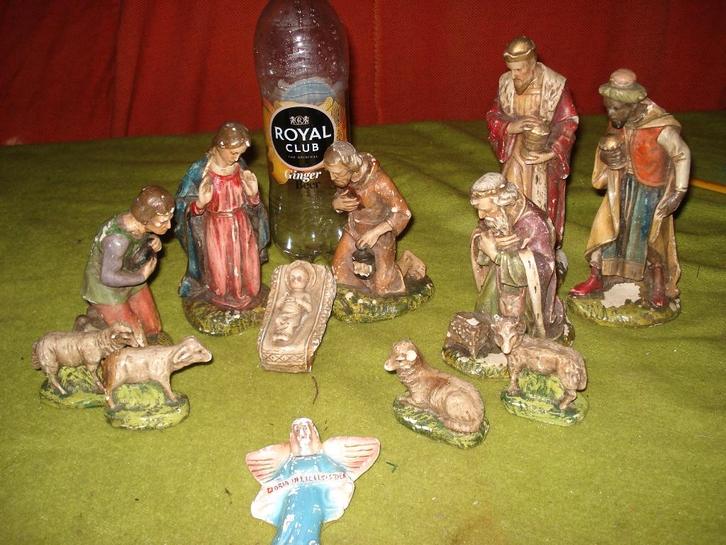 antieke Gipsen kerstgroep   beelden    21 cm groot, Diversen, Kerst, Gebruikt, Ophalen of Verzenden