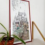 Litho Sacre Coeur Parijs, Antiek en Kunst, Ophalen of Verzenden