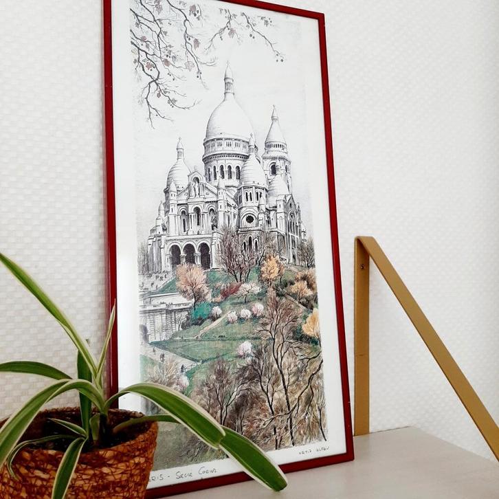 Litho Sacre Coeur Parijs, Antiek en Kunst, Kunst | Schilderijen | Klassiek, Ophalen of Verzenden