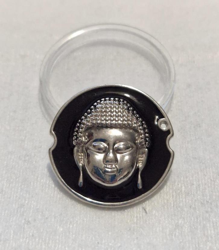 MI MONEDA munt BOEDDHA maat M voor in munthouder / pendant, Sieraden, Tassen en Uiterlijk, Kettinghangers, Zo goed als nieuw, Zilver