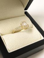 14 K Gouden Solitair Dames Ring Emerald Cut Cubic Zirkonia, Nieuw, Met strass, Goud, Goud