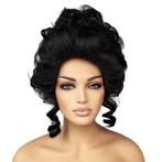 Marie Antoinette burlesque pruik zwart kort met pijpekrullen, Verzenden, Nieuw, Pruik of Haarverlenging