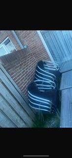 Terrasset: 4 Tafels & 16 Stoelen, Ophalen of Verzenden, Gebruikt, Metaal, Stapelbaar