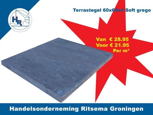 Tuintegels 60x60x4 cm Soft Grego, Tuin en Terras, Tegels en Klinkers, Nieuw, Terrastegels, Beton, 10 m² of meer, Ophalen
