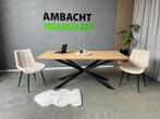 EIKEN Tafel Eettafel Rechthoekig Boomstam Rand Verjongd !!, Ophalen of Verzenden, Nieuw, Rechthoekig, Eikenhout