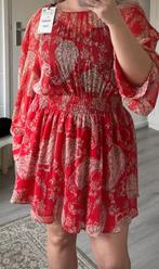 Zara nieuw rode mini jurk met pofmouwen, stretch en print, Zara, Nieuw, Ophalen of Verzenden, Maat 36 (S)