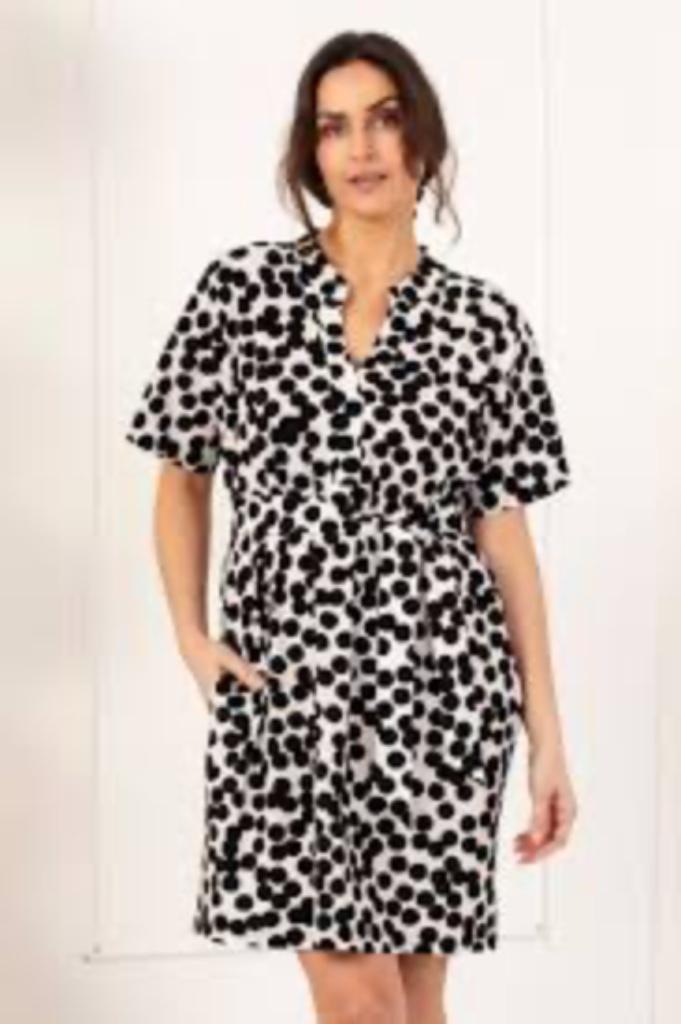 Studio Anneloes jurk / dress / tuniek dots zwart/wit maat S, Kleding | Dames, Jurken, Zo goed als nieuw, Maat 36 (S), Zwart, Boven de knie
