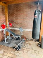 Bankdruk Halterbank Drukset 60kg Bokszak Nikko compleet, Sport en Fitness, Fitnessmaterialen, Ophalen of Verzenden, Zo goed als nieuw