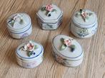 5 Prachtige Antiek Vintage Porseleinen Sieraden Bakjes China, Verzenden