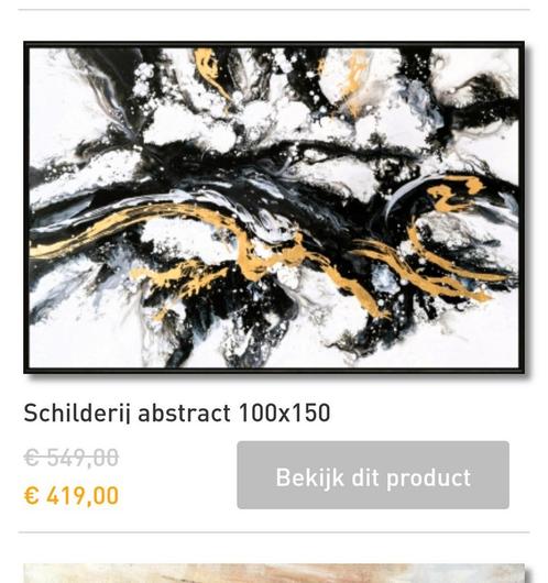 Abstract schilderij zwart wit goud, Antiek en Kunst, Kunst | Schilderijen | Abstract, Ophalen