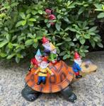 Tuinbeeld schildpad met tuinkabouters (16x13cm), Tuin en Terras, Tuinbeelden, Ophalen of Verzenden, Nieuw