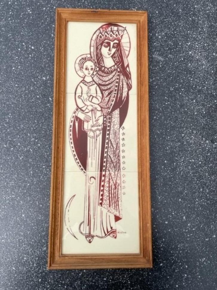 Tegeltableau Maria met Kind, Antiek en Kunst, Antiek | Wandborden en Tegels, Ophalen of Verzenden