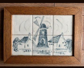 Delfts Blauw Tegeltableau met Molen beschikbaar voor biedingen