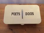 Vintage poetsdoos, emaille, crème, zwarte letters, brabantia, Ophalen, Gebruikt
