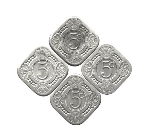 Nederland lot met 4 x 5 cent 1940, Postzegels en Munten, Munten | Nederland, 5 cent, Koningin Wilhelmina, Ophalen of Verzenden