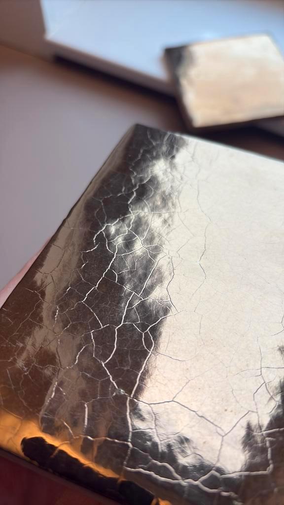 14 handgemaakte gouden tegels 13x13 cm, Doe-het-zelf en Verbouw, Tegels, Nieuw, Wandtegels, Keramiek, Minder dan 20 cm, Minder dan 5 m²