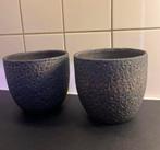 2x Gouden/Grijze Bloempotten - 15x17cm, Tuin en Terras, Overige materialen, Rond, Binnen, Ophalen of Verzenden
