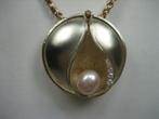 Gouden 14 Karaat Art - Deco Hanger met echte Zee Parel uit c, Verzenden, Zo goed als nieuw, Goud, Overige voorstellingen