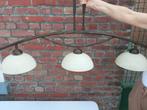 Plafondlamp bronskleurig met melksatijnglazen kappen, Antiek en Kunst, Ophalen of Verzenden