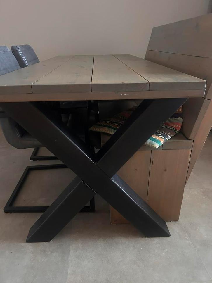 Eetkamer tafel met bank en stoelen, Huis en Inrichting, Tafels | Eettafels, Gebruikt, 50 tot 100 cm, 150 tot 200 cm, Rechthoekig