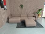GRATIS LEVERING Loungebank + Poef Bruin 350x155 REFURBISHED, Hoekbank, 300 cm of meer, Ophalen of Verzenden, Zo goed als nieuw