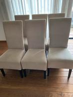 6 Beige Eetkamerstoelen - Hoge Rugleuning, Huis en Inrichting, Stoelen, Gebruikt, Overige kleuren, Ophalen of Verzenden, Stof