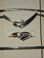 Zilveren Sieradenset - Collier, Armband & Ring, Ophalen, Zo goed als nieuw, 17 tot 18, Met edelsteen