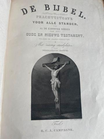 Oude Bijbel met gravures beschikbaar voor biedingen