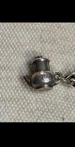 Zilveren bedel kettinghanger koffiepot theepot met edelweiss, Ophalen of Verzenden, Zilver