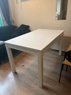 Uitschuifbare witte IKEA tafel - zacht prijsje!, Huis en Inrichting, Tafels | Eettafels, Ophalen, Kunststof, Gebruikt, 100 tot 150 cm